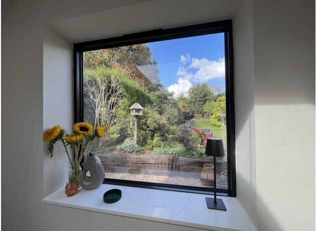 Grey aluminium casement window - Inside