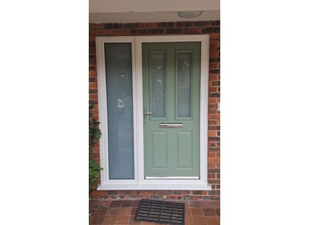 Carnoustie Composite Front Door In Chartwell Green With Sidelight - Closed Outside