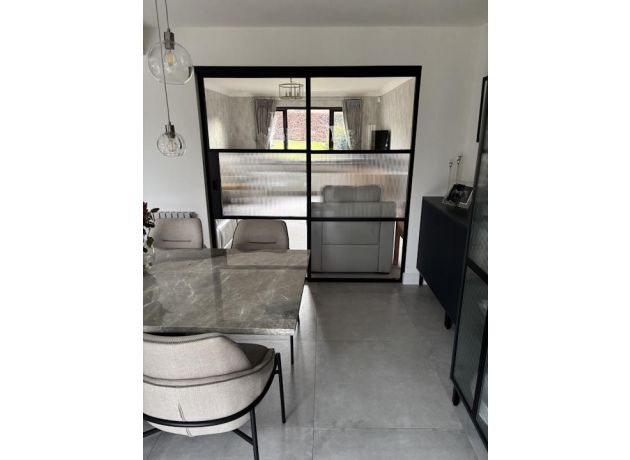 2m Aluspace Sliding Door With Reeded Glass - Closed