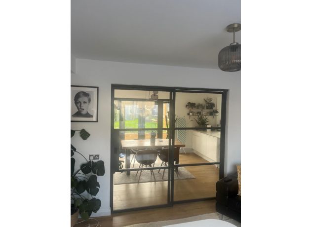 2.1M Grey Aluspace Sliding Door - 1 Fixed 1 Sliding - Closed