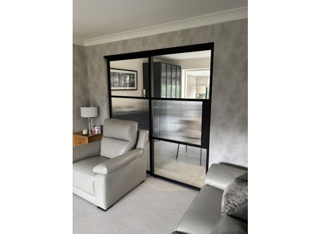 2m Aluspace Sliding Door With Reeded Glass - Closed