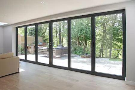 Large bifold doors inside view