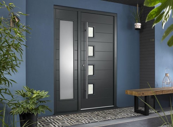 Bergen External Grey Door and Sidelight