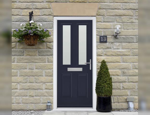 Grey door and pull handle