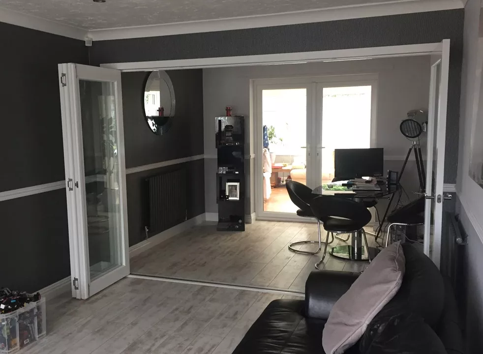 vufold Finesse range internal bifold doors - open