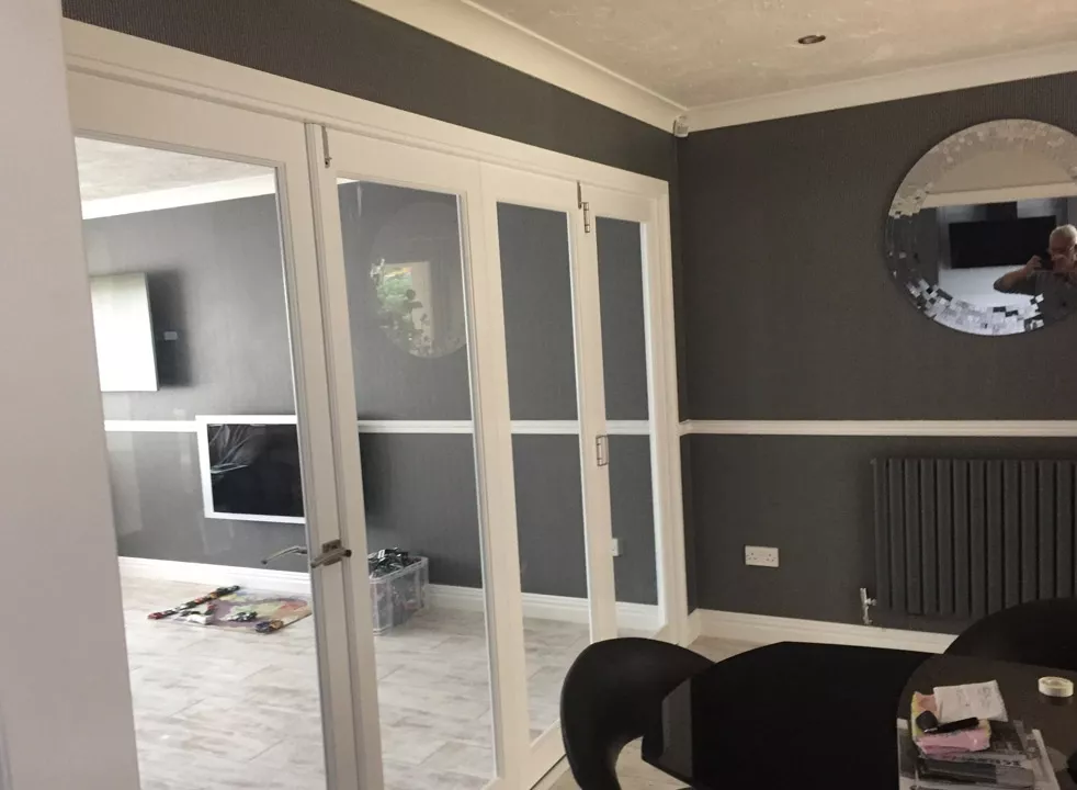 vufold Finesse range internal bifold doors - side angle