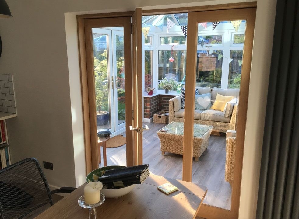 Centre open from the dining room - Inspire 1.8M internal bifold doors