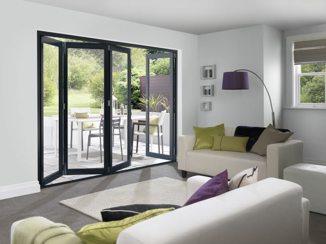 3.0m grey master external bifolding door set