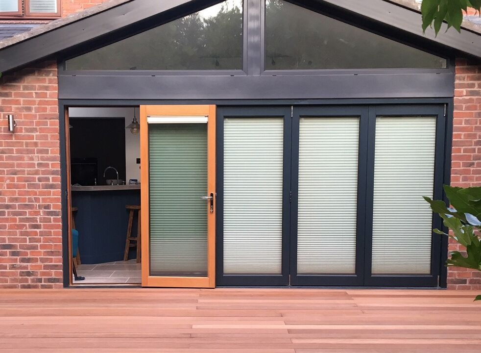 Access door open - Ultra 4.2M Grey Bifold Doors