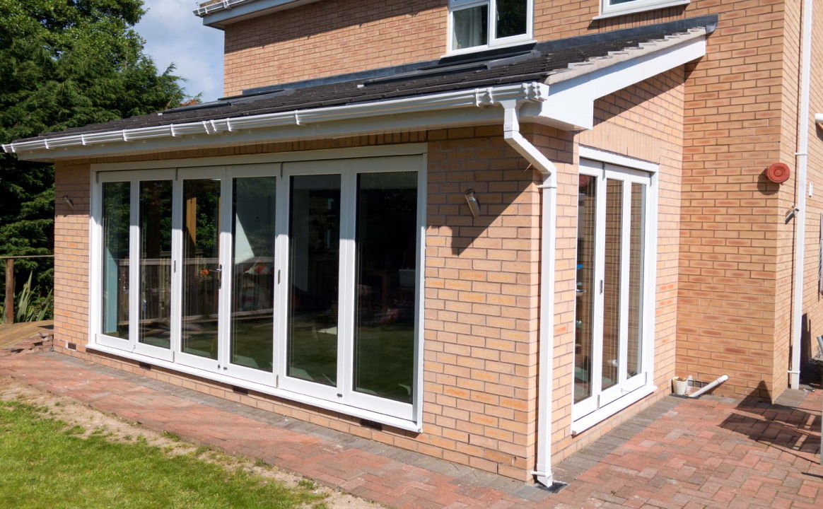 Closed White 16ft Ultra Bi-fold Doors