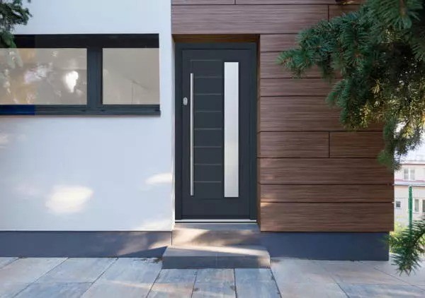 Vuflod modern composite front door.