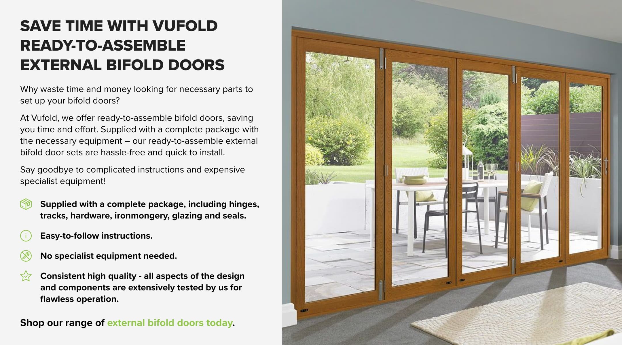 Infographic about ready-to-assemble Bifold doors