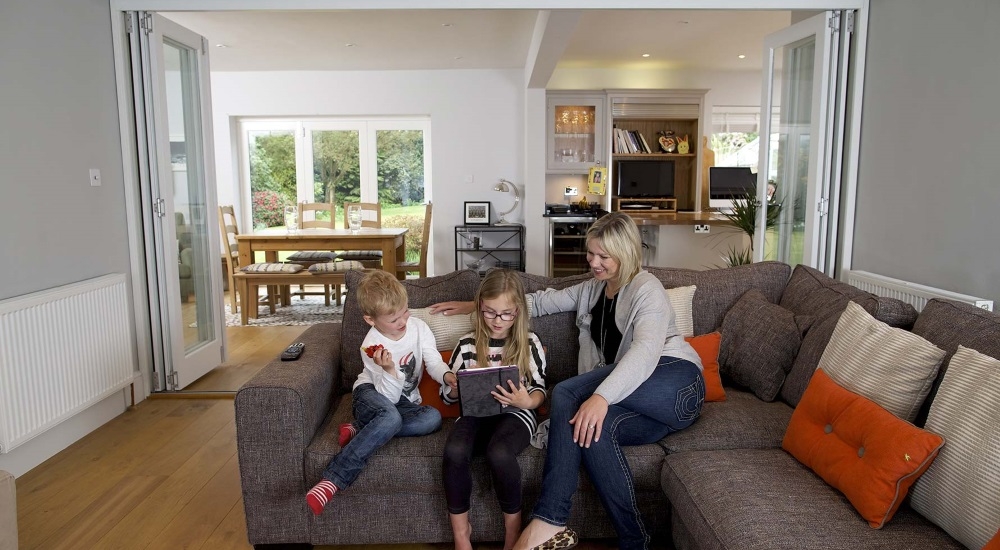 Family on sofa