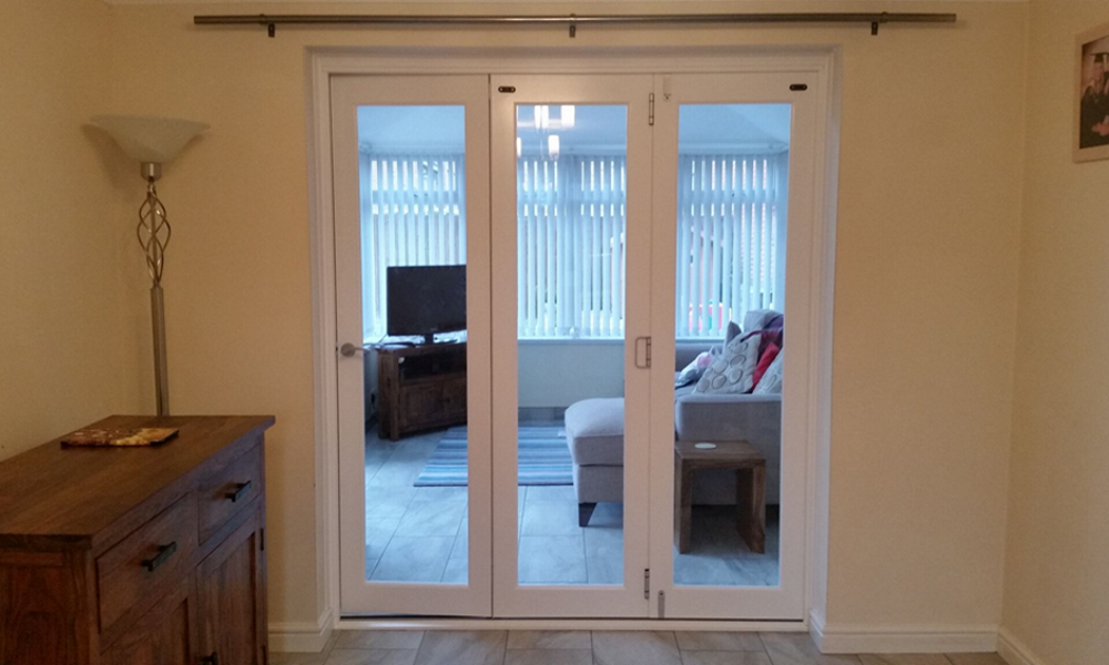 White bifold doors