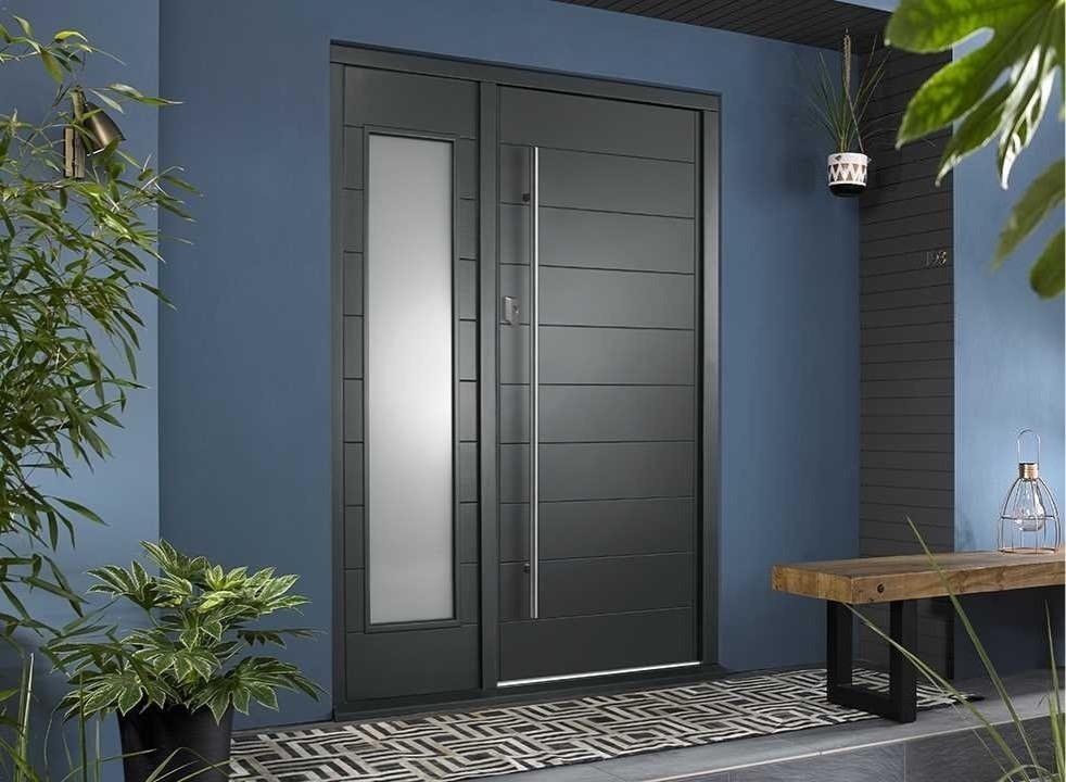 OSLO external grey front door with sidelight