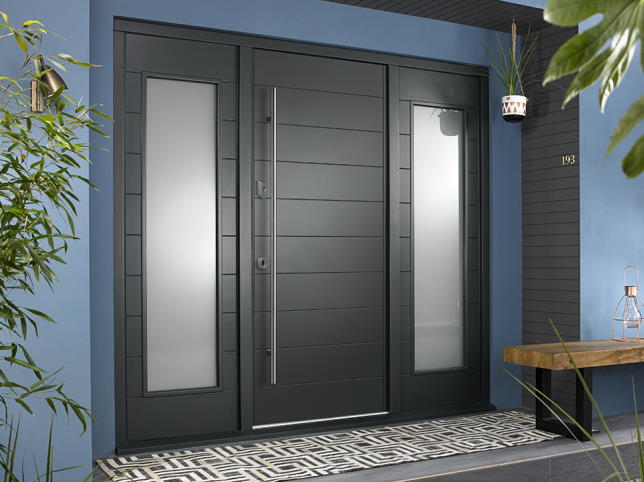 Oslo Grey Front Door with Double Side Lights