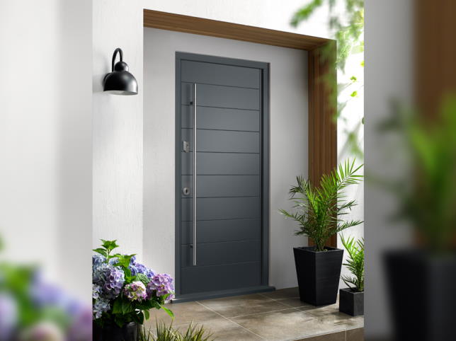 Oslo Grey front Door in Optional Frame Kit
