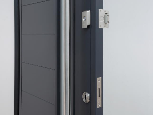 Oslo grey front door with optional hardware