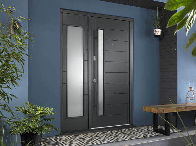 Stockholm Grey Front Door with Single Sidelite