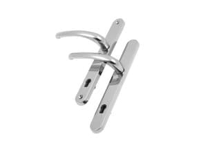 pair of polished chrome door handles