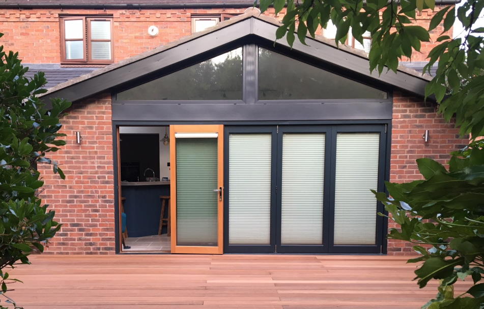 Access door open - Ultra 4.2M Grey Bifold Doors