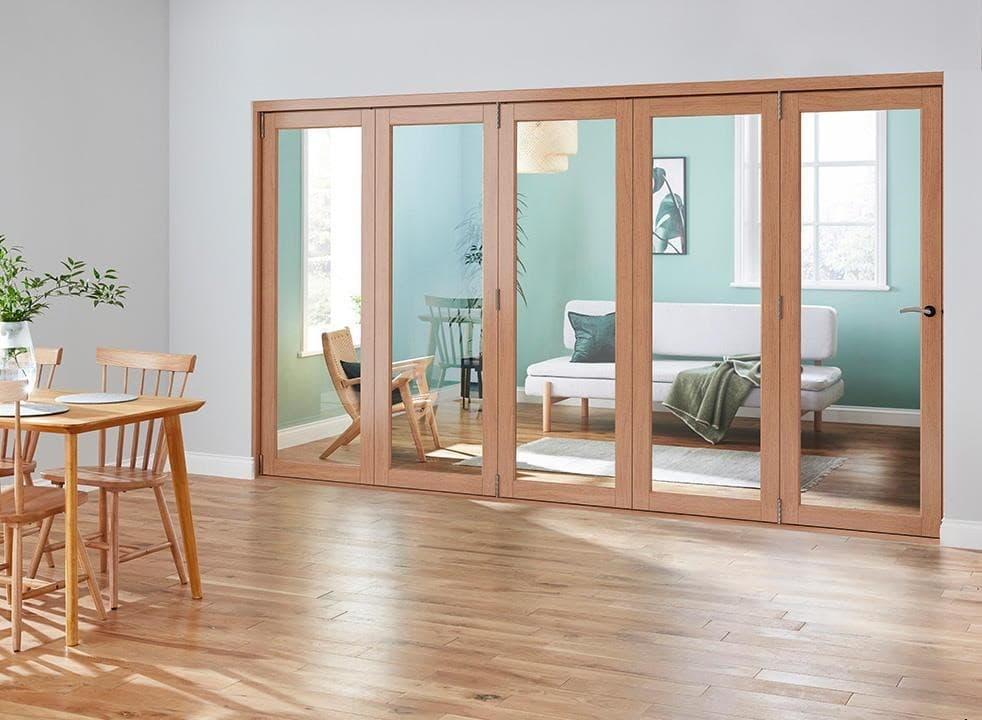 closed wooden bifold door