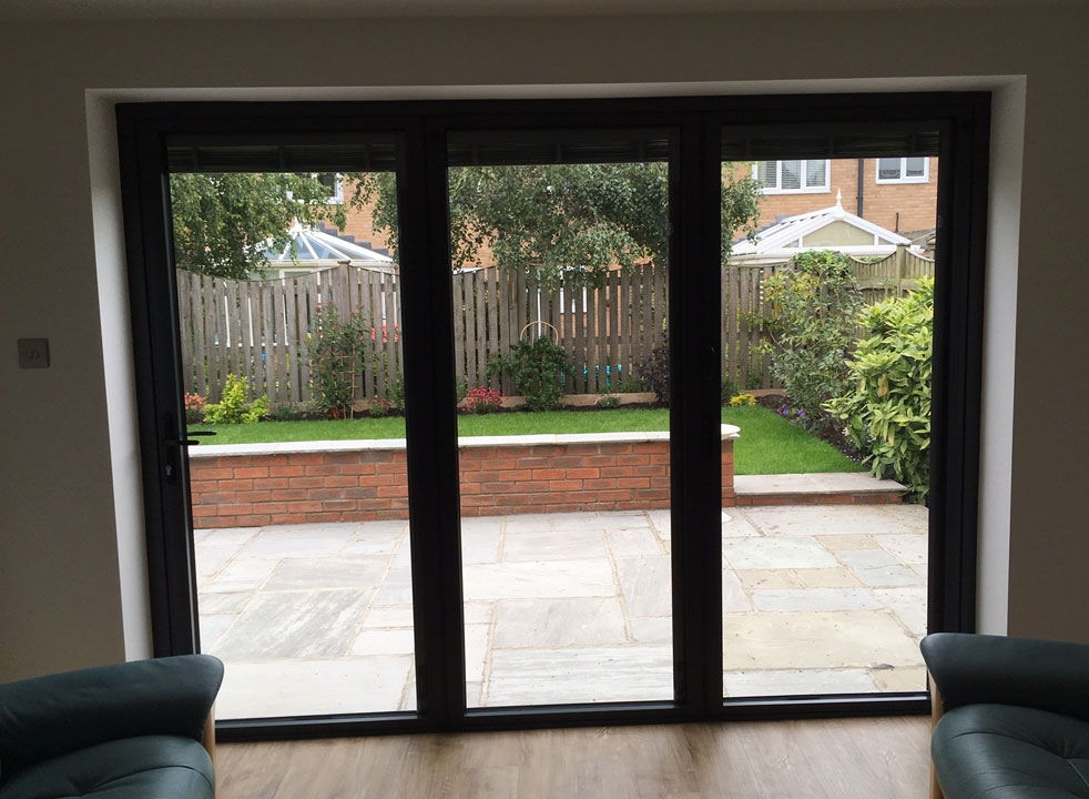 Bespoke inside view of a closed Status Aluminium Bifold doors