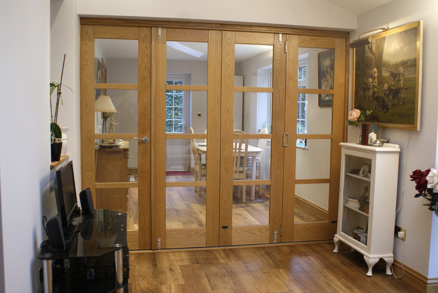 Closed view of an Edge 10ft Folding Room Divider Door