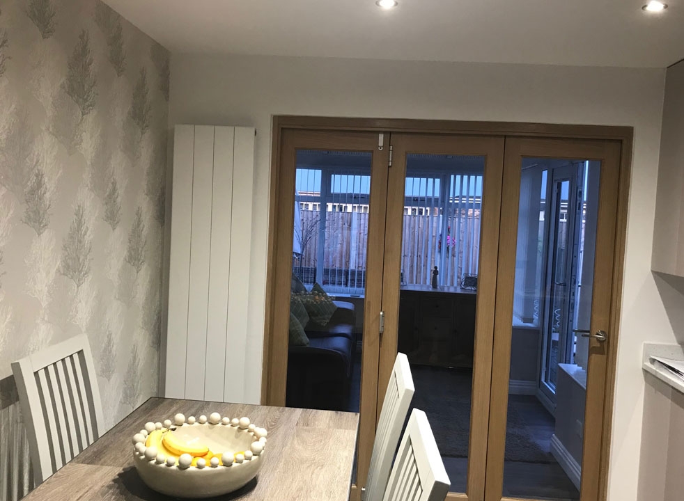 Closed view from dining room - Finesse 1.8M Internal Bifold doors