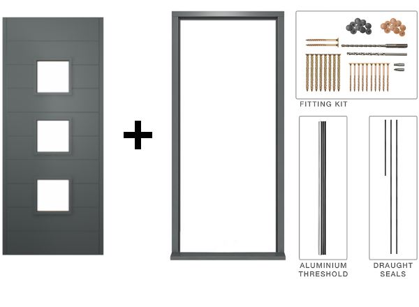 Malmo Grey Door 813mm door and frame diagram