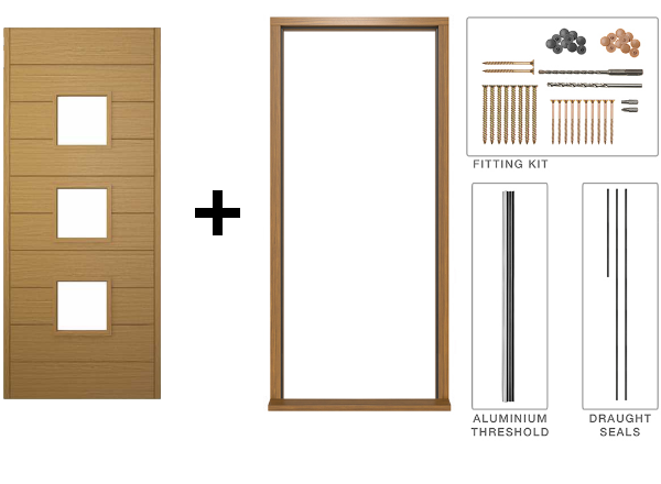 Malmo Oak Door 762mm door and frame diagram