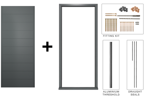 Oslo Grey Door 762mm door and frame diagram