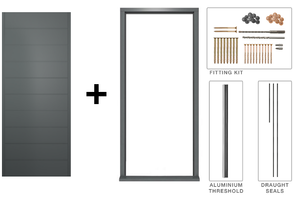 Oslo Grey Door 813mm door and frame diagram