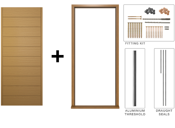 Oslo Oak Door 813mm door and frame diagram