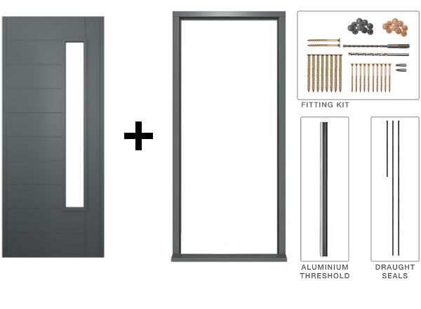 Stockholm Grey Door 762mm door and frame diagram