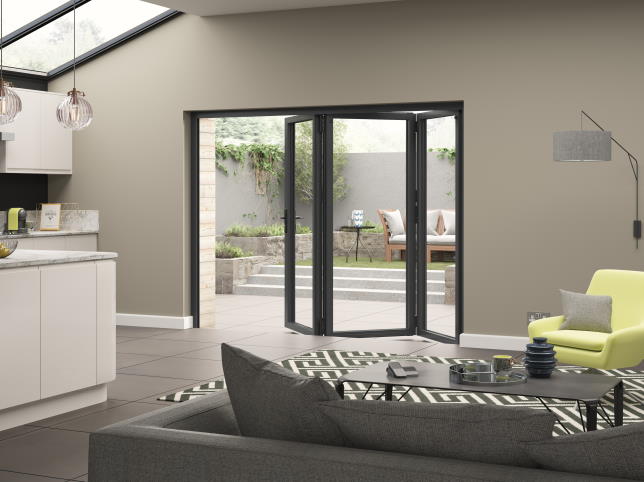 grey status aluminium bifold door set