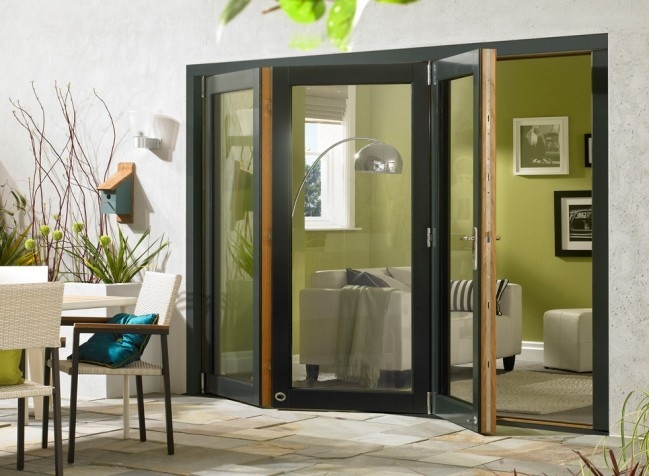 Grey bifold door set