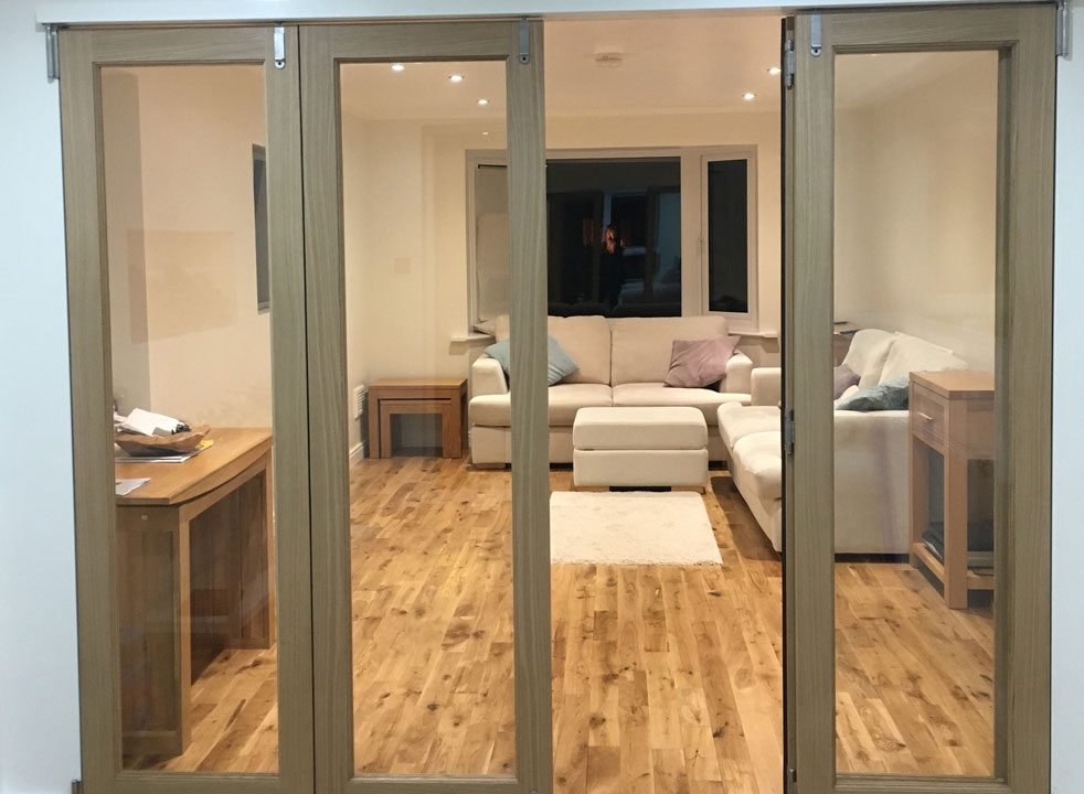 Partially open 2.4M Inspire internal bifold doors