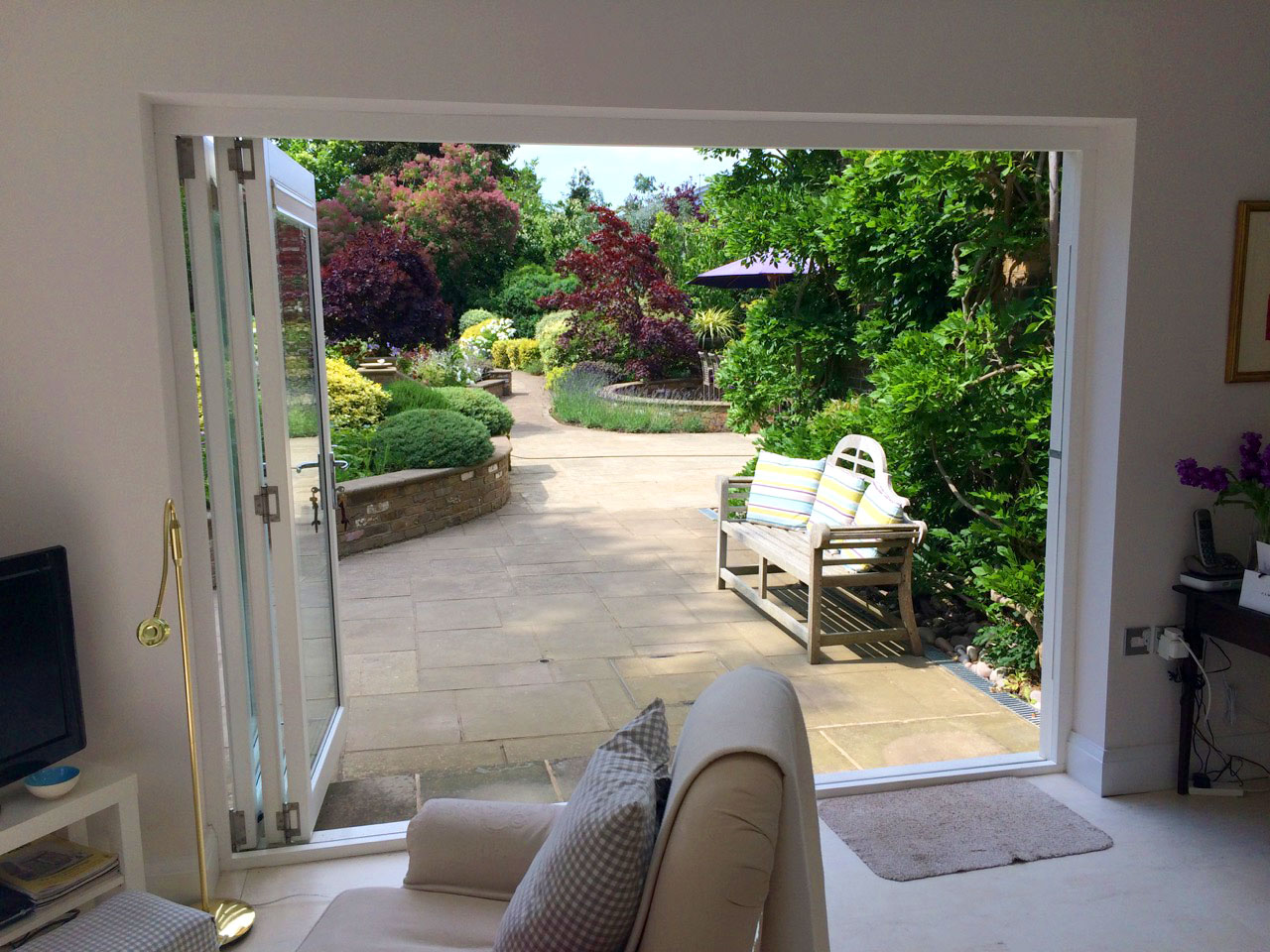 Looking out of the Master 9ft Bifold Doors into the garden