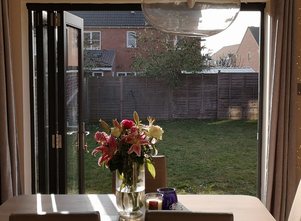 Open inside view - Master grey External Bifold doors