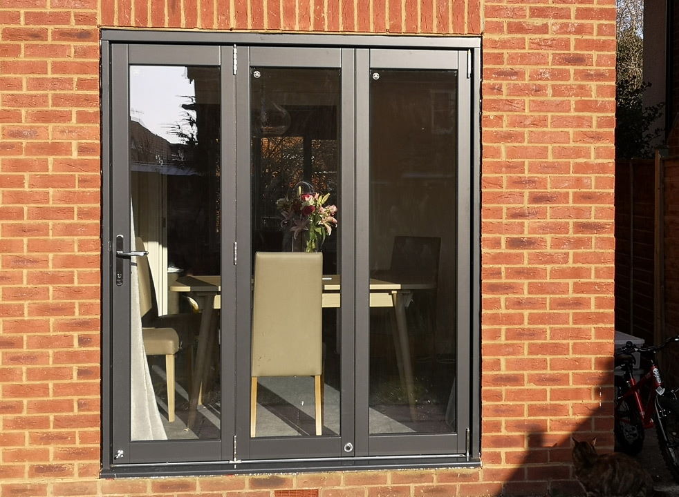 Closed Master grey External Bifold doors