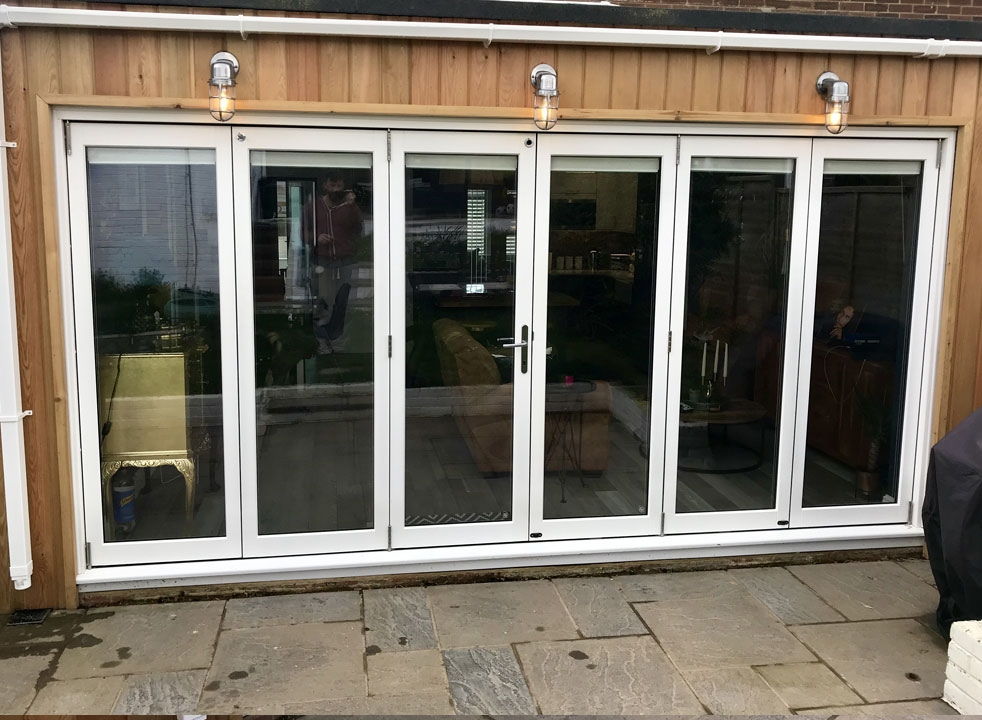 Master White 4.2M Closed timber bifold doors