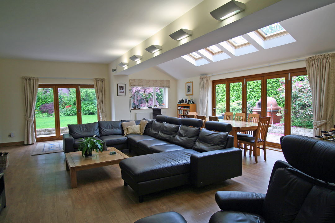 Inside view of a Prestige 12ft & 8ft Real Oak Folding Sliding Doors