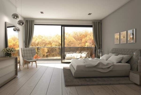 Sliding doors in a bedroom