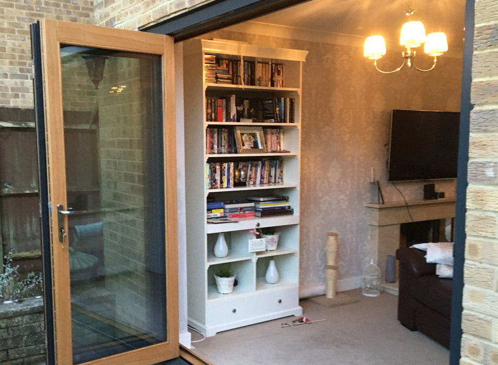 Outside open 2.4M Grey External Bifold Door set