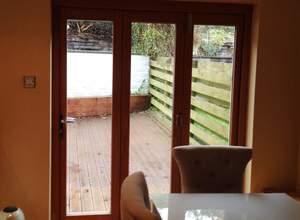 Inside, closed 1.8M Ultra white extrenal bifold doors