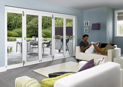 A picture of a white bifold door