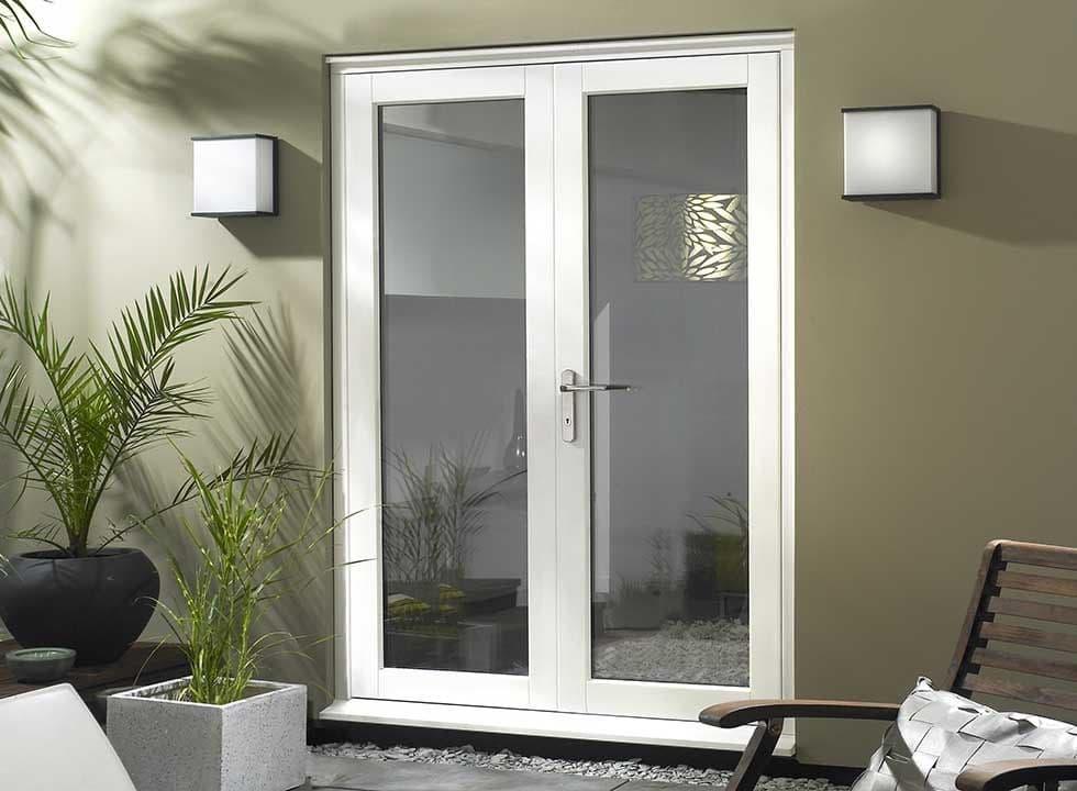 Vufold Whtie External French doors closed